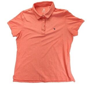 Trr Performance Polo Shirt Women Large‎ L Coral Pink Heathered Short Sleeve Golf